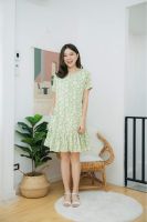 Mommade ชุดให้นม เดรสให้นม Green Daisy Raffel Dress