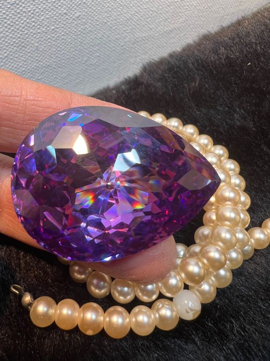 purple-synthetic-diamond-พลอย-เพชรรัสเซีย-aaa-ink-blue-40x30-มม-1-เม็ด-หนักรวม-305-กะรัต-cubic-zirconia-cz-pear-shape-mm-1pcs
