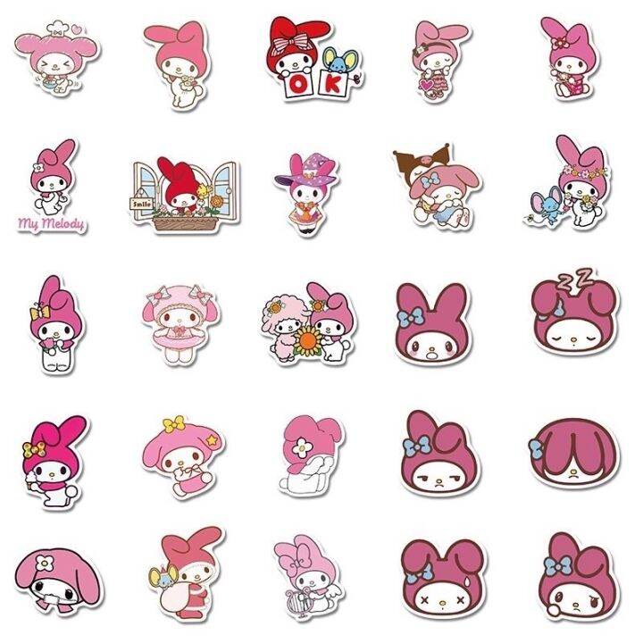 sticker-สติ๊กเกอร์-mymelody-h-53-มายเมโลดี้-50ชิ้น-kuromi-คุโรมิ-hello-kitty-ซานริโอ้-คิตตี้-sanrio-มายเม-เมโลดี้-mymelody-สติกเกอ-สติ๊กเกอร์สีชมพู-สติ๊กเกอร์โทนสีชมพู-สติ๊กเกอร์น่ารัก-สติ๊กเกอร์มายเม