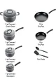 T-fal Hard Anodized Cookware Set, Thermo-Spot Heat Indicator, 12 Pc, Grey (Sg Seller). 