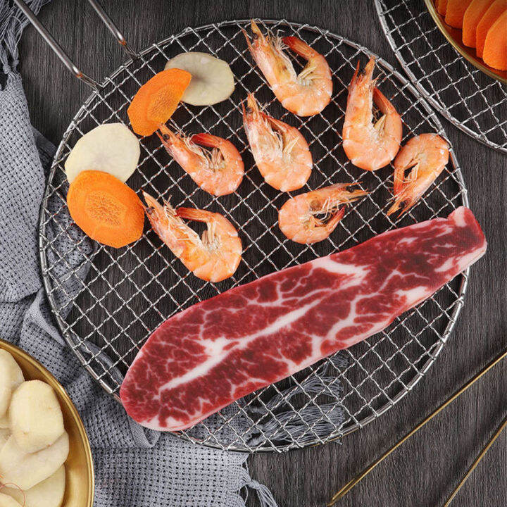 Stainless Steel BBQ Grill Round BBQ Rack With Handle Barbecue Rack