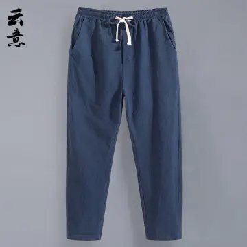 2023 New Summer Thin Ankle Length Pants Men Cotton Casual Pant Man