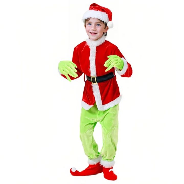 New Green Haired Monster Costume Santa Claus Costume for kids Greench ...