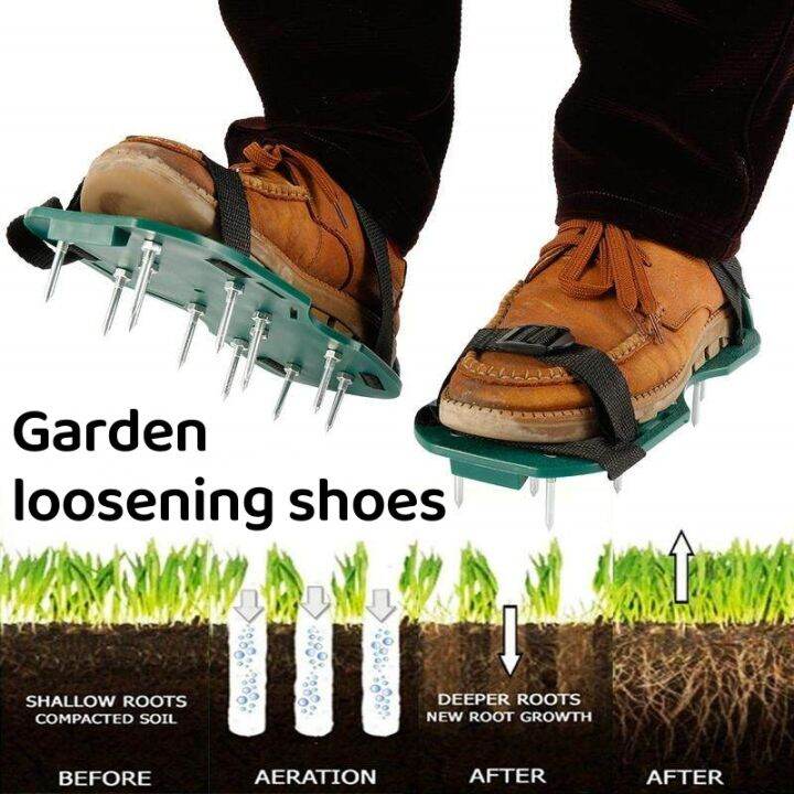 Lawn Aerator Shoes Adjustable Size Non Slip Sole Gardening Tool Loosen ...