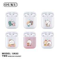 หูฟังบลูทูไรสาย TWS OUKU UK03 ลายการ์ตูนในตัวบลูทูธ น่ารัก ใช้ได้โทรศัพท์ทุกรุ่น