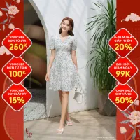 [VOUCHER 250k ĐƠN 2TR] Váy hoa nhí cổ V kiểu dáng xoè mini Lep' DS02V102432W2
