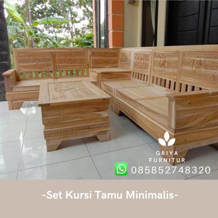 Kursi Tamu Sudut Kayu Jati Minimalis Terlaris | Lazada Indonesia