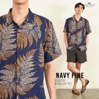 Shirtoria-ลาย Navy Pine เสื้อเชิ้ตแขนสั้น