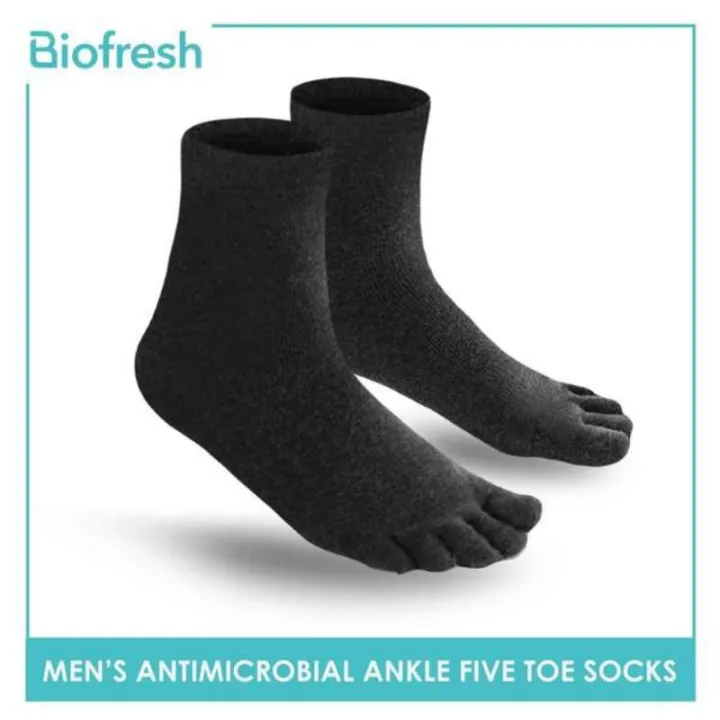 Biofresh Men's Antimicrobial Five Toe Ankle Sports Socks 1 pair RMTS4 ...