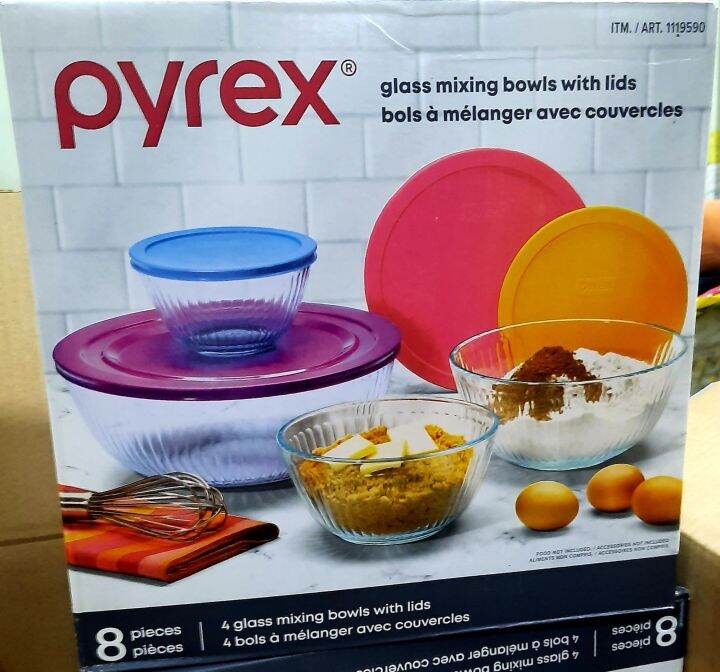 Pyrex glass mixing bowls with lids 8 pieces Lazada PH