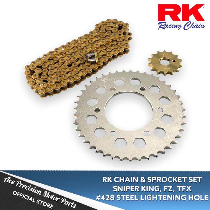 RK Racing Chain/Sprocket Set Sniper King, FZ16, TFX, R15 V1/V2 Nickel