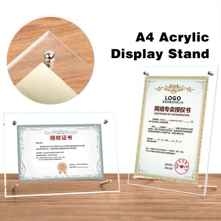 A4 Acrylic Display Stand Product Menu Price lable Picture Display Stand