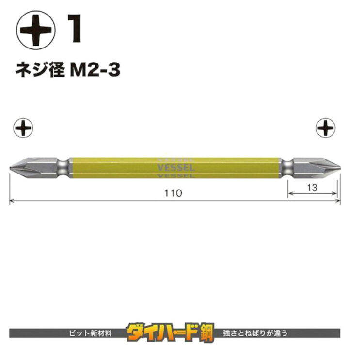 แพคx2-vessel-gs141065-gs141110-ดอกไขควงปลายแฉกสองด้าน-ph1-made-in-japan