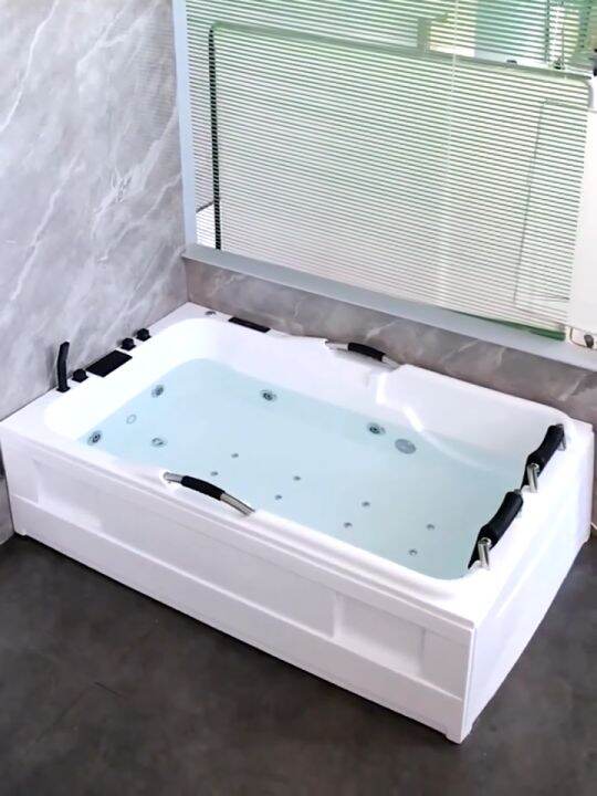 Twin Bathtub Tab Mandi Relaxing Massage Jacuzzi With Stainless Steel Handle Quality PU Rubber