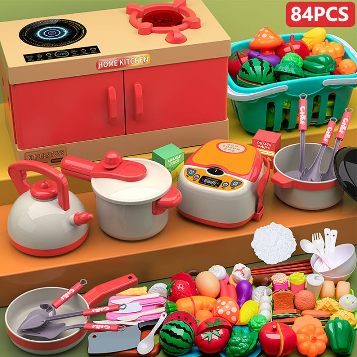 84PCS Children Kitchen Toys Simulation Dinnerware Educational Toys Mini ...