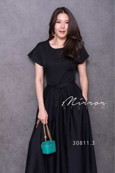 mirrorsister-30811-3-แม็กซี่เดรสที่ดีงาม-เดรสแขนสั้น-ตัวยาว-ชุดเรียบหรู-ชุดออกงาน-ใส่ไปเที่ยว-ทำงาน