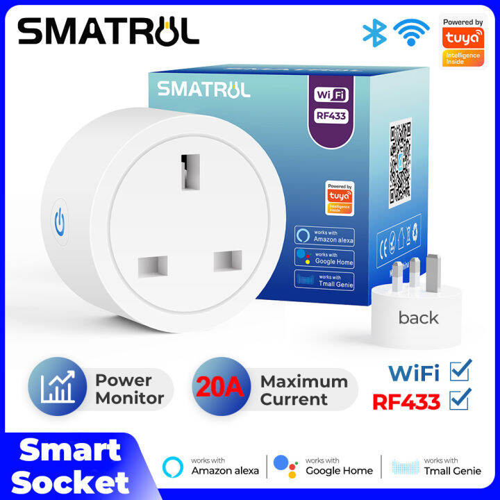 Smart WiFi Power UK Plug Outlet Socket with USB Tuya App Control Timer  Function Work with Alexa Google Home Assistant