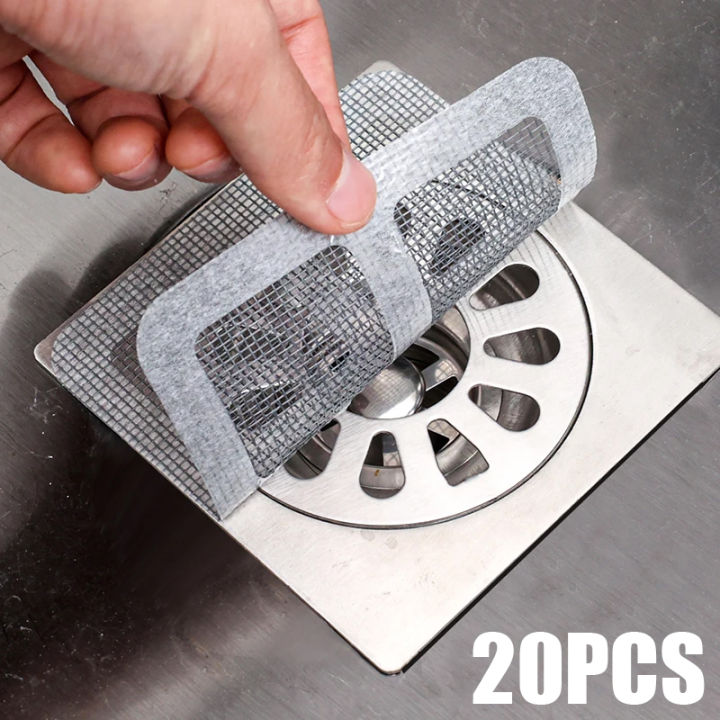 20pcs Disposable Drain Hair Catcher Sticker, Bathroom Kitchen Sink Filter  Shower Cover For Floor Drain