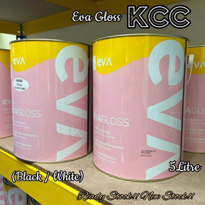 KCC EVA GLOSS PAINT WOOD & METAL 5L / 5Litre BLACK/WHITE Lazada