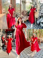 Cinderdress Maxidress เดรสสีขาว เดรสยาว เดรสสาวอวบ เดรสคอวี เดรสไปทะเลชุดถ่ายพรีเวดดิ้ง เดรสผูกโบว์