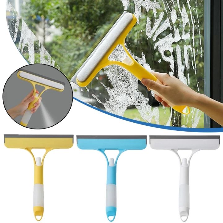 3 PCS SET )Glass Cleaning Wiper Brush, Small 2 in 1 Glass Wiper Cleaning  Brush Mirror