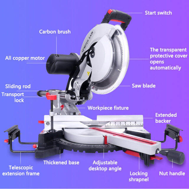 CHUANGCHAO Compound Sliding Miter Saw 10 inch Miter saw Compound