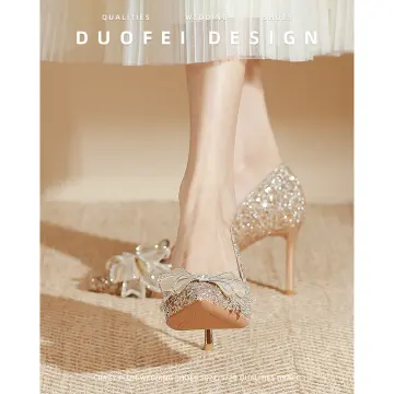 Champagne color bridal on sale shoes