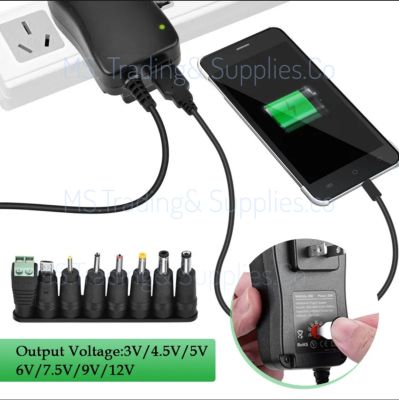 อะแดปเตอร์ AC/DC ปรับโวลท์ได้ Universal Adapter 3-12V 30W Power Supply 3V/4.5V/6V/7.5V/9V/12V Adjustable สำหรับหลอดไฟ LED Strip กล้องวงจรปิด B45 AC/DC ADAPTOR INPUT AC100-240V 50/60Hz OUTPUT 7.5V 2A