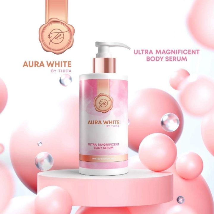 โลชั่น-ธิดา-ออร่าไวท์-thida-aura-white-body-serum-spf50-ผิวขาวใส-รอยแตกจางลง-สารสกัดเน้นๆ-เซรั่ม-กันแดด-ออร่าไวท์-1-aloe-vera-ฟื้นฟูผิวไหม้จากแสงแดด