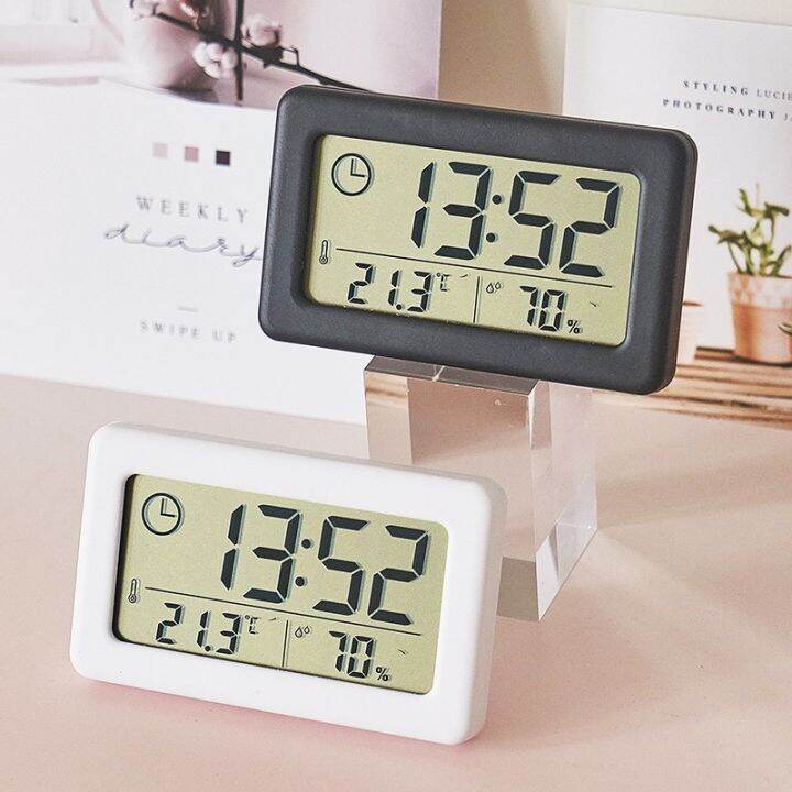 Mini Digital Clock Temperature Humidity Portable Table Clock ...