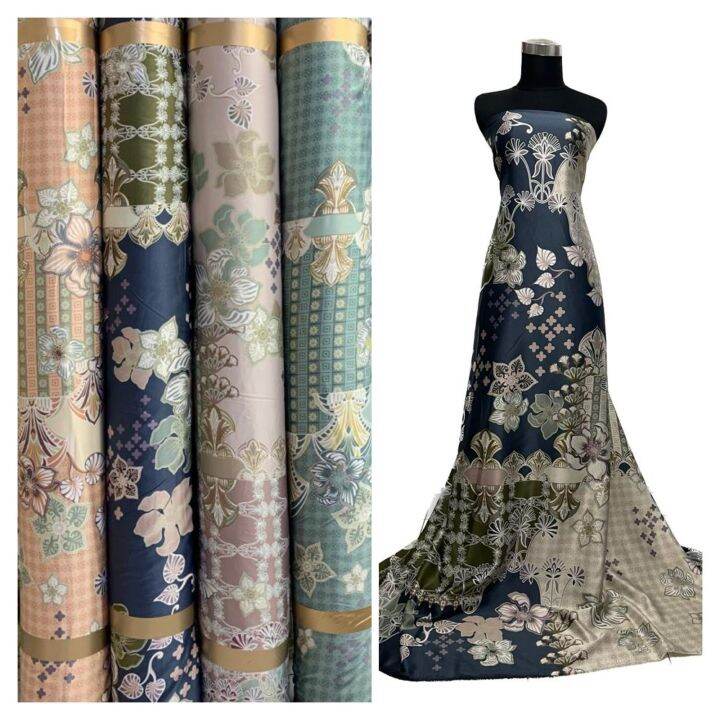 bahan meteran motif hanna//kain silk//kain gamis eceran(harga per 0,5