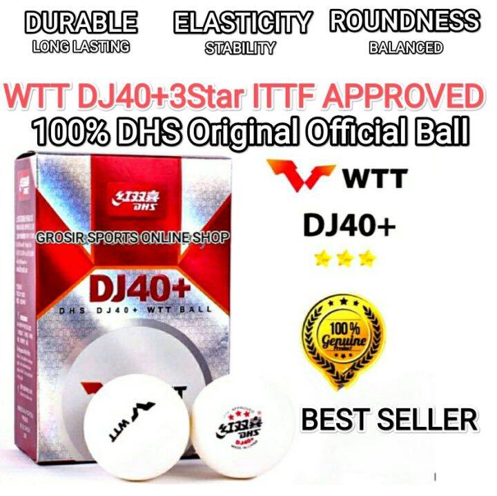 100 % Original Bola Tenis Meja / Ping-pong DHS DJ40+ WTT 3-Star⭐⭐⭐ ITTF ...