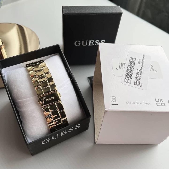 นาฬิกาข้อมือ-guess-ladies-skylar-watch-สาย-stainless-สีทอง-หน้าปัดดำ-ขนาด-42-มิล