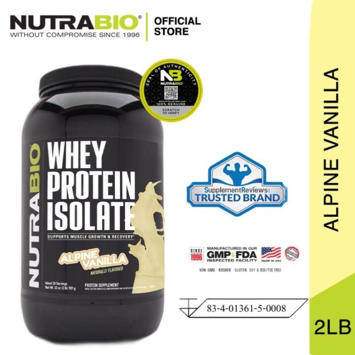 NutraBio 100 WHEY PROTEIN ISOLATE 2lb (Alpine Vanilla Flavor) Lazada
