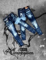 กางเกงยีนส์ฟอกคาดแถบ Holdem Denim style