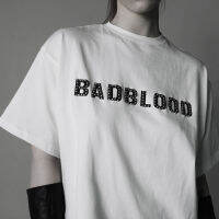 Badblood เสื้อยืดแขนสั้นลายตัวอักษรวิลโลว์สไตล์อเมริกันสำหรับสาวแซ่บชุดคู่รักแบรนด์ยอดนิยมเรียบง่ายแบบเดียวกันกับผู้ชายและผู้หญิง