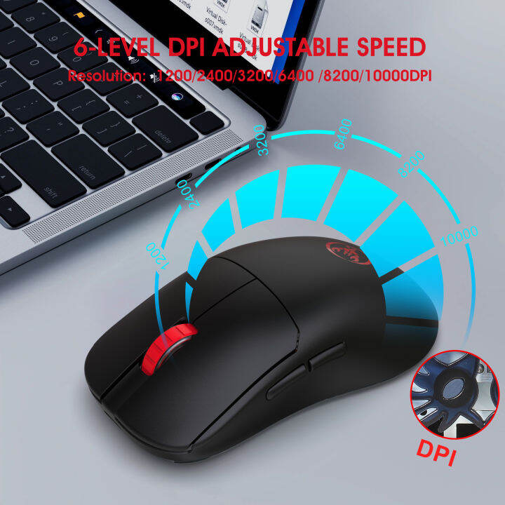 T800 Lightweight Gaming Mouse Dual Mode 2.4G+ Wired 10000dpi Adjustable ...