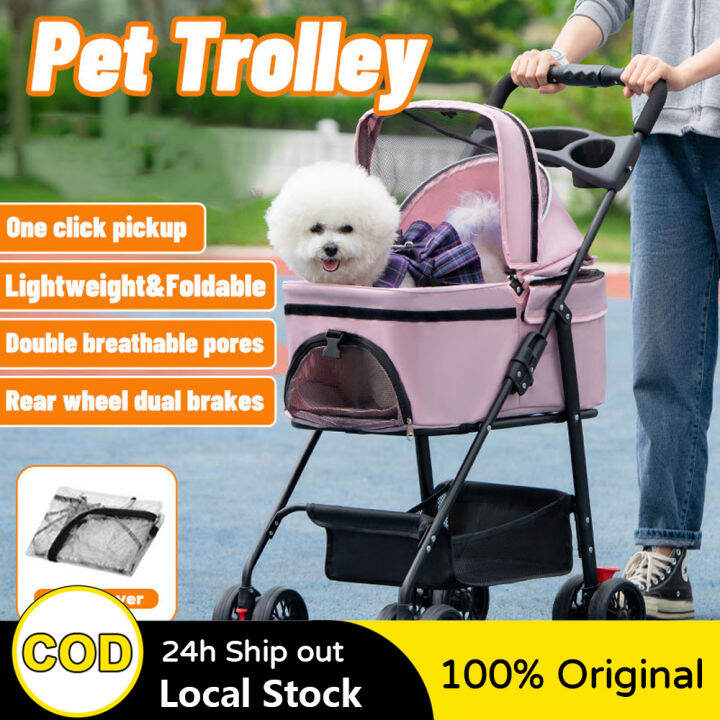 Pet Dog Cat Stroller Detachable Carrier 2In1 Pets Puppy Waterresistant Cover Collapsible