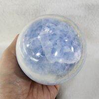 หินลูกกลมบลูแคลไซต์ หินบลูแคลไซด์(Blue Calcite)ขนาดรอบวง 8.3 ซม.น้ำหนัก 838 g.