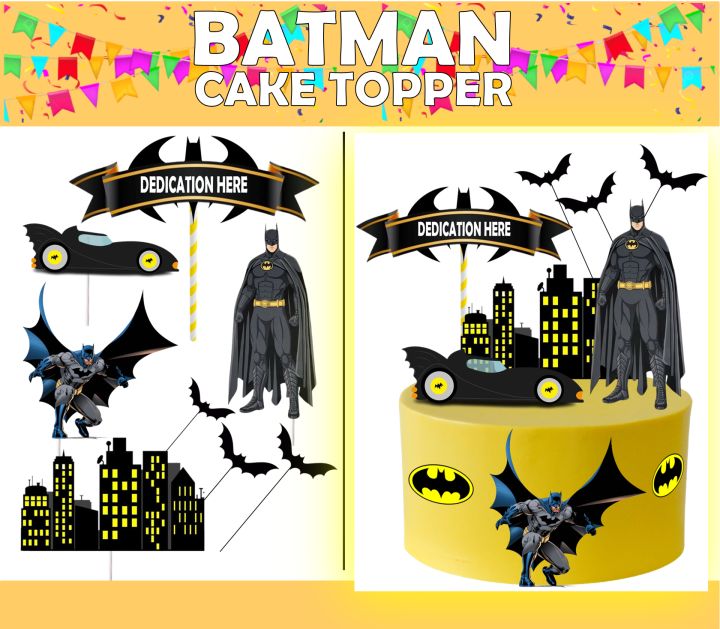 Amazon.com: 7.5 Inch Edible Cake Toppers – Batman Classic Logo Themed  Birthday Party Collection of Edible Cake Decorations : Grocery & Gourmet  Food