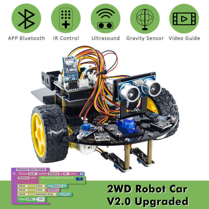 LAFVIN หุ่นยนต์อัจฉริยะรถหุ่นยนต์สำหรับ Arduino 2WD ชุดแชสซีอัพเกรด V2 ...