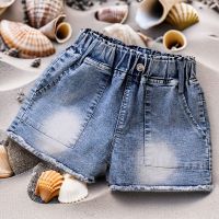 Girls Denim Shorts Summer Wear Western Style Big Boy Summer Children Korean-style Little Girl Daisy Outer Wear Hot Pants Thin