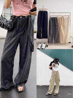 MODA SHOP - Cargo pants กางเกงคาร์โก้ผ้าร่มแฟชั่นผู้หญิงสไตล์สตรีทY2K