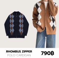 THEBOY-RHOMBUS ZIPPER POLO CARDIGAN เสื้อคาร์ดิแกนไหมพรม เสื้อโปโล