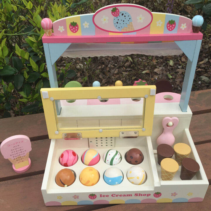 Children's Ice Cream Shop Toy Wooden Artificial Ice Cream Combination Set Girls Playing House