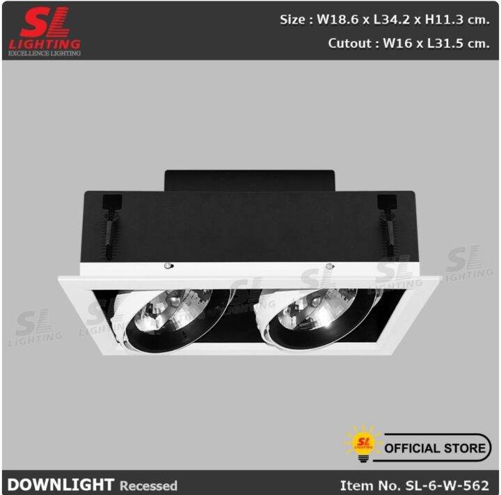 sl-lighting-recessed-downlight-adjustable-bulb-ar111โคมไฟดาวน์ไลท์-แบบฝังฝ้า-sl-6-561-sl-6-562-ฐานทรงสี่เหลี่ยม-มาพร้อมหลอด