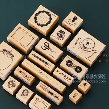 Letters and Numbers Wooden Stamps Set, Kodomo No Kao, Alphabet Rubber Stamps  for Journaling and Crafting 