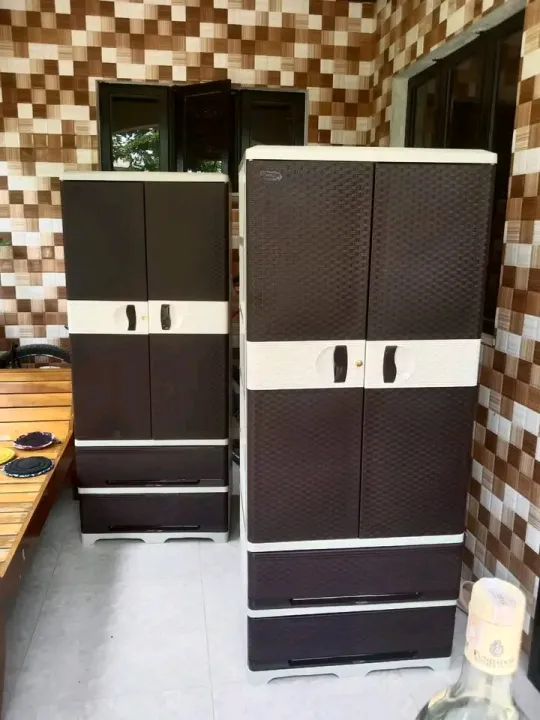 LUCKY RATTAN 2DRAWERA PLASTIC MADE RATTAN STYLE * 2 doors * 2 mini