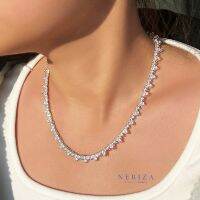 Neriza Jewelry/สร้อยคอเพชรเกรดท๊อปงานจิวเวลรี่ประกายไฟเทียบเท่าเพชรแท้ จัดส่งฟรีพร้อมกล่อง NSW077