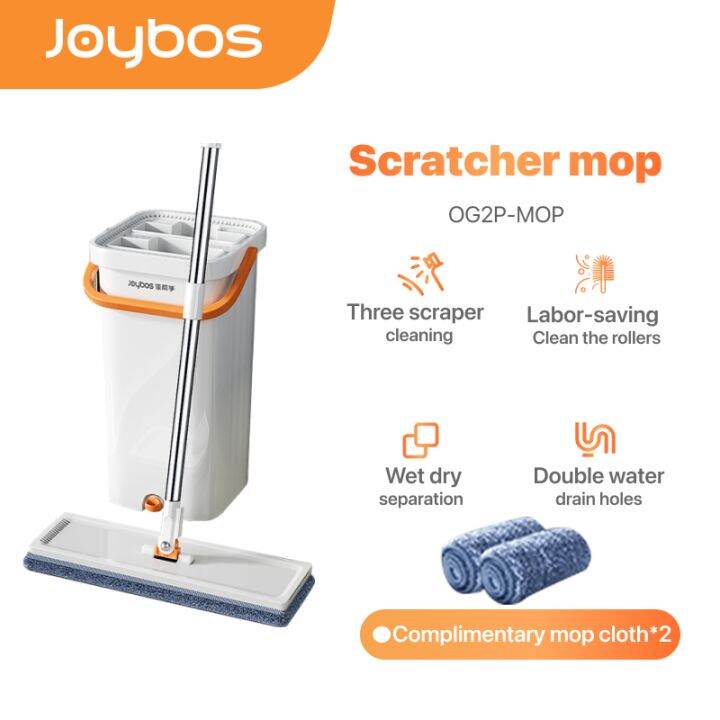 Joybos Floor Mop With Squeezer Set With Bucket Microfiber Pad Mop